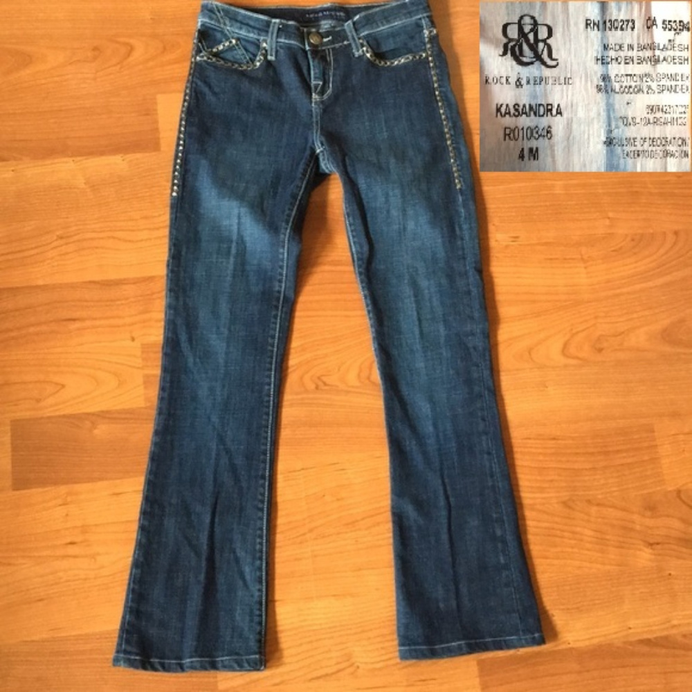 Rock & Republic Kasandra Studded Jeans, Size 4M